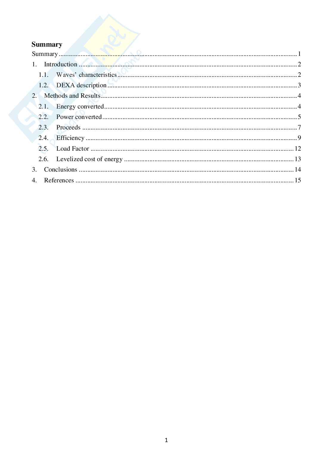 Design of a Wave Energy Converter Pag. 2
