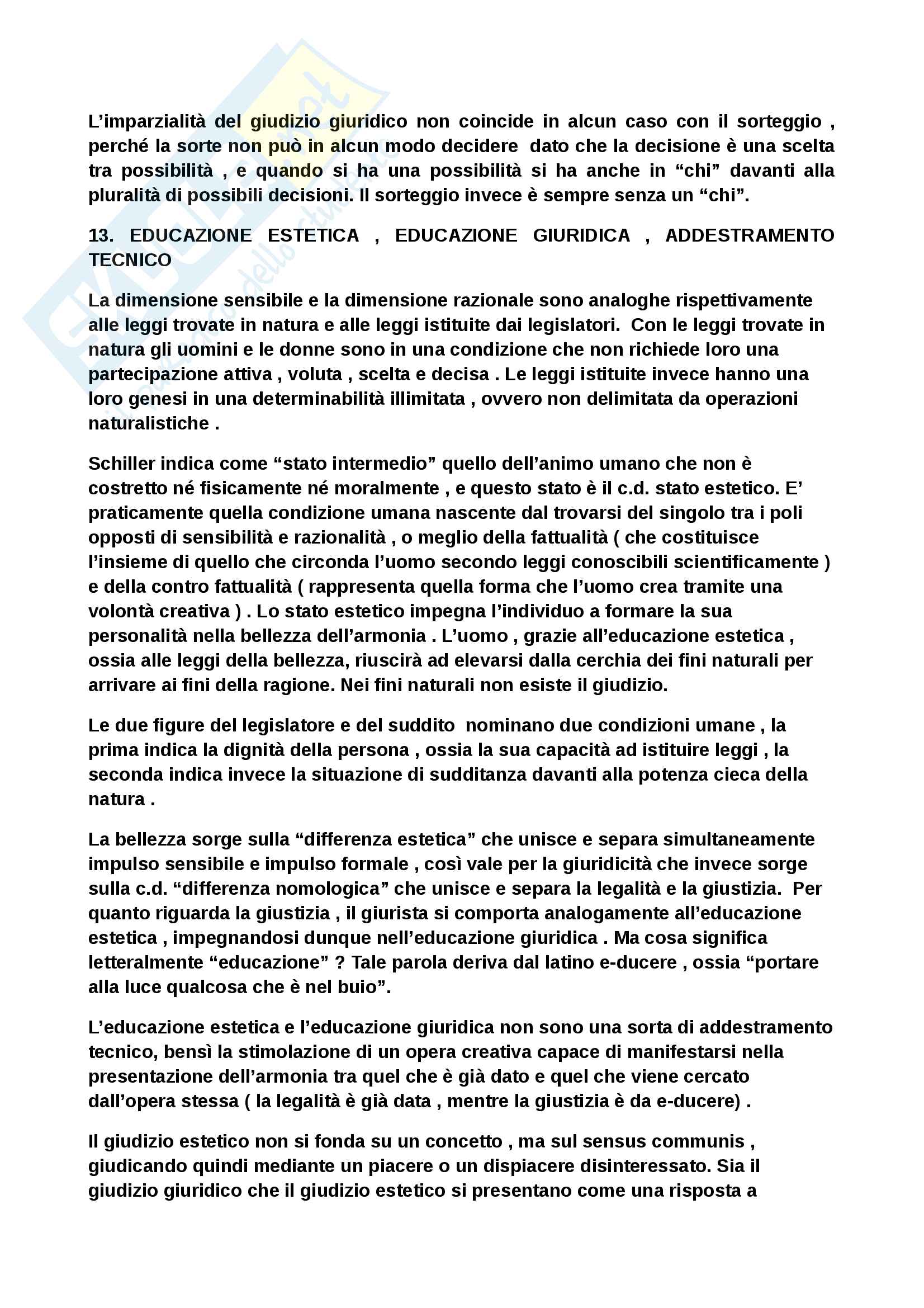Riassunto esame Filosofia del diritto, Prof. Romano, Libro consigliato “Diritto giuridico e diritto estetico di B. Romano Pag. 11