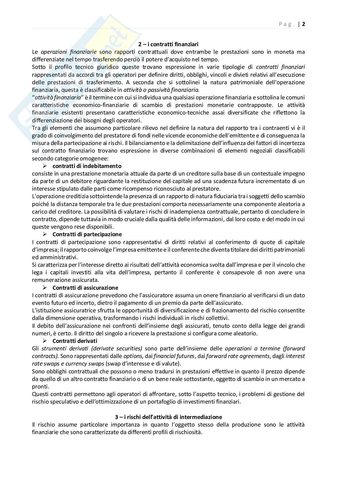 Economia degli intermediari finanziari con elementi di finanza Pag. 2