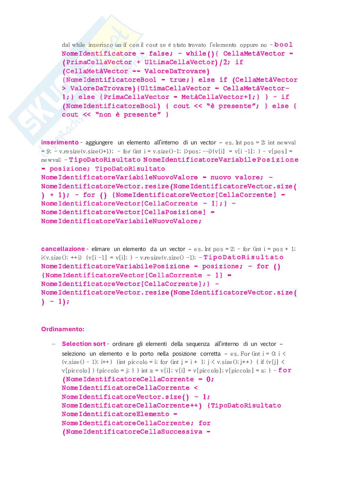 Appunti di Introduzione alla programmazione sulla struttura di un programma in c++ Pag. 11