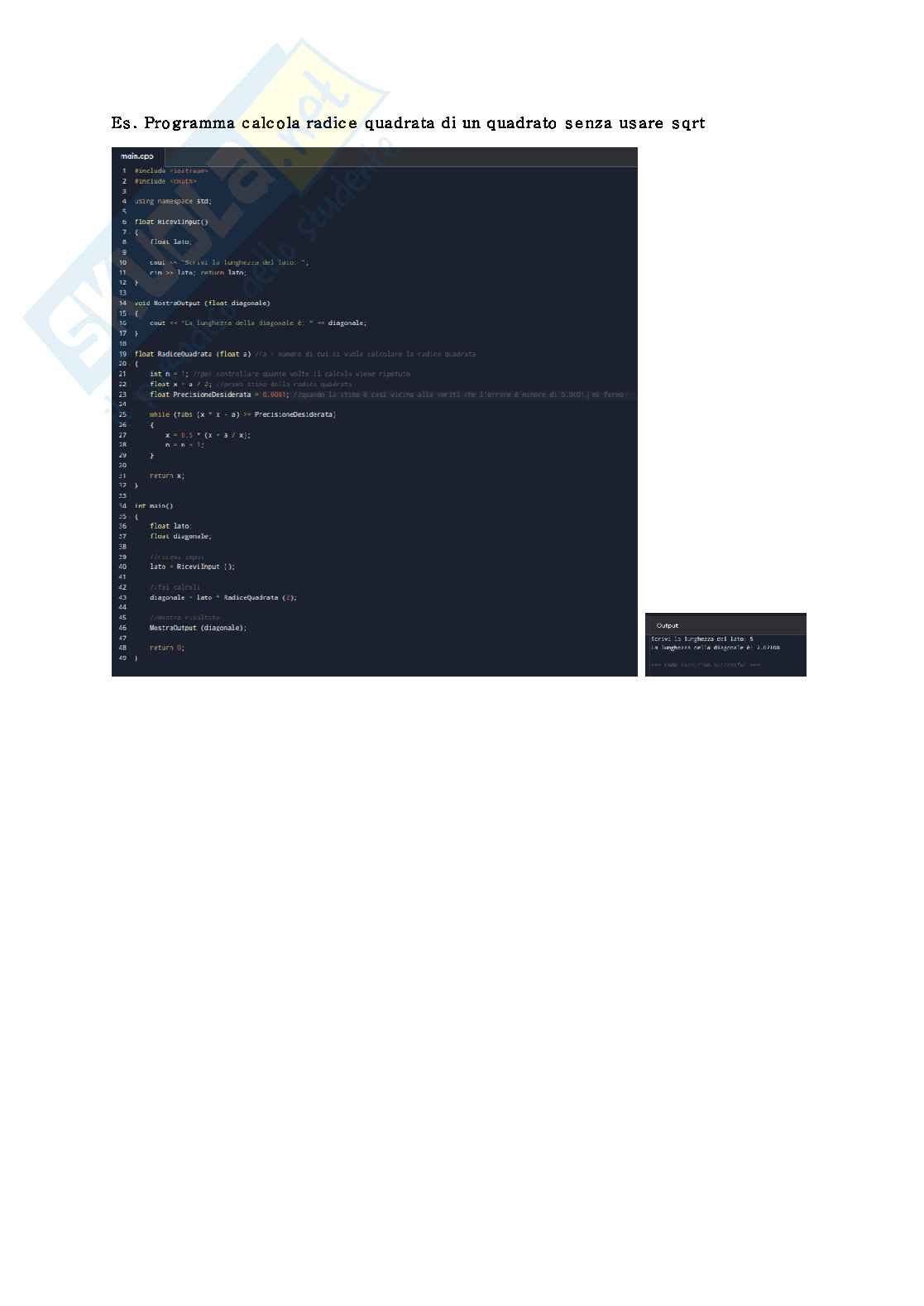 Appunti di Introduzione alla programmazione sulla struttura di un programma in c++ Pag. 21