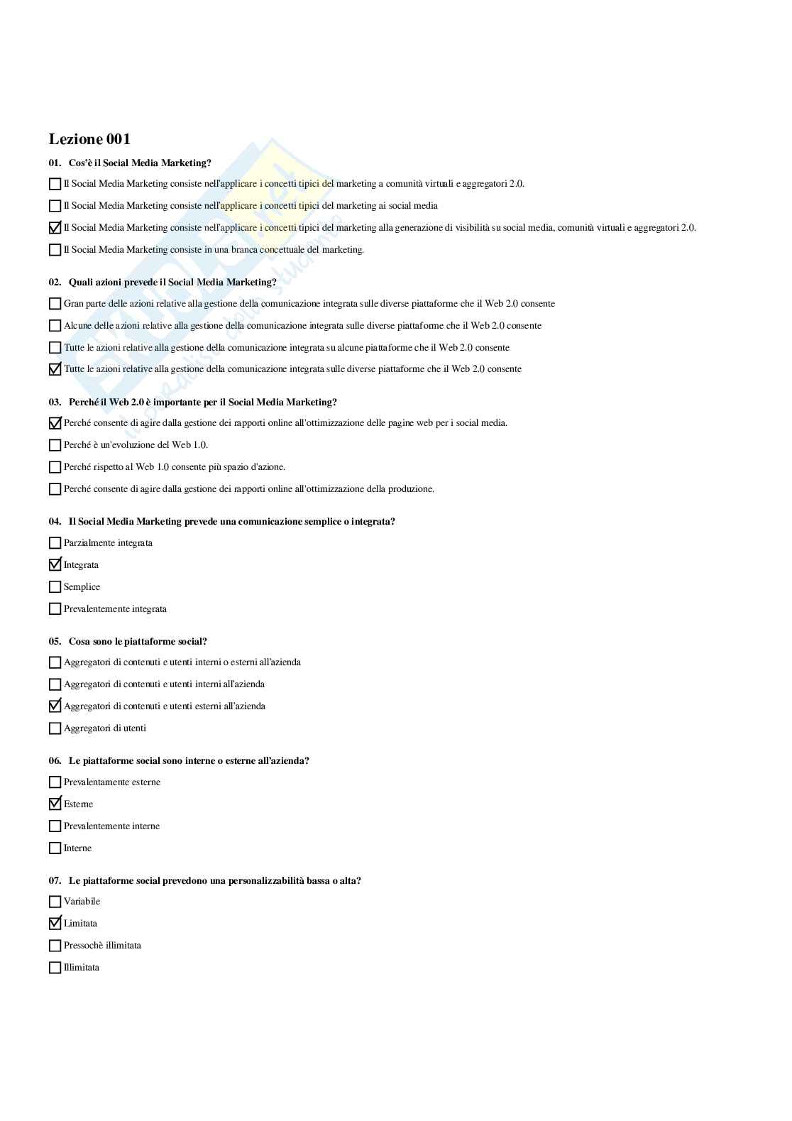 Paniere Social media marketing - Risposte multiple - aggiornato (2026) Pag. 2