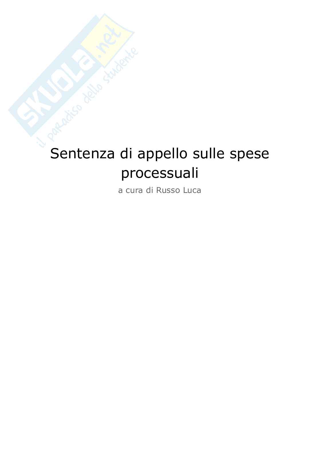 Sentenza di appello sulle spese processuali Pag. 1
