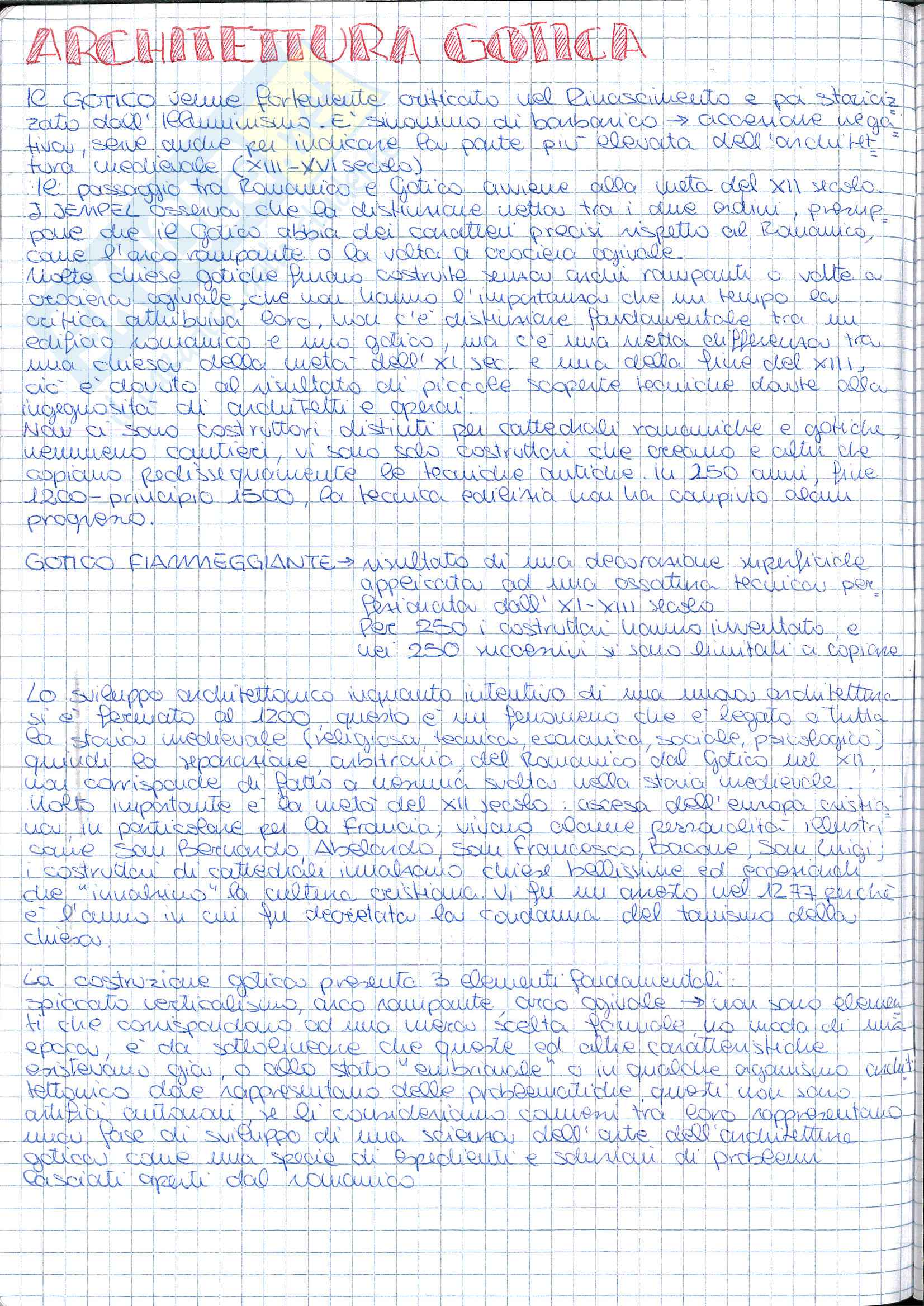 Riassunto esame Storia dell' Architettura ed Estetica, prof. Lerza, libro consigliato Architettura Gotica di L. Grodecki Pag. 1