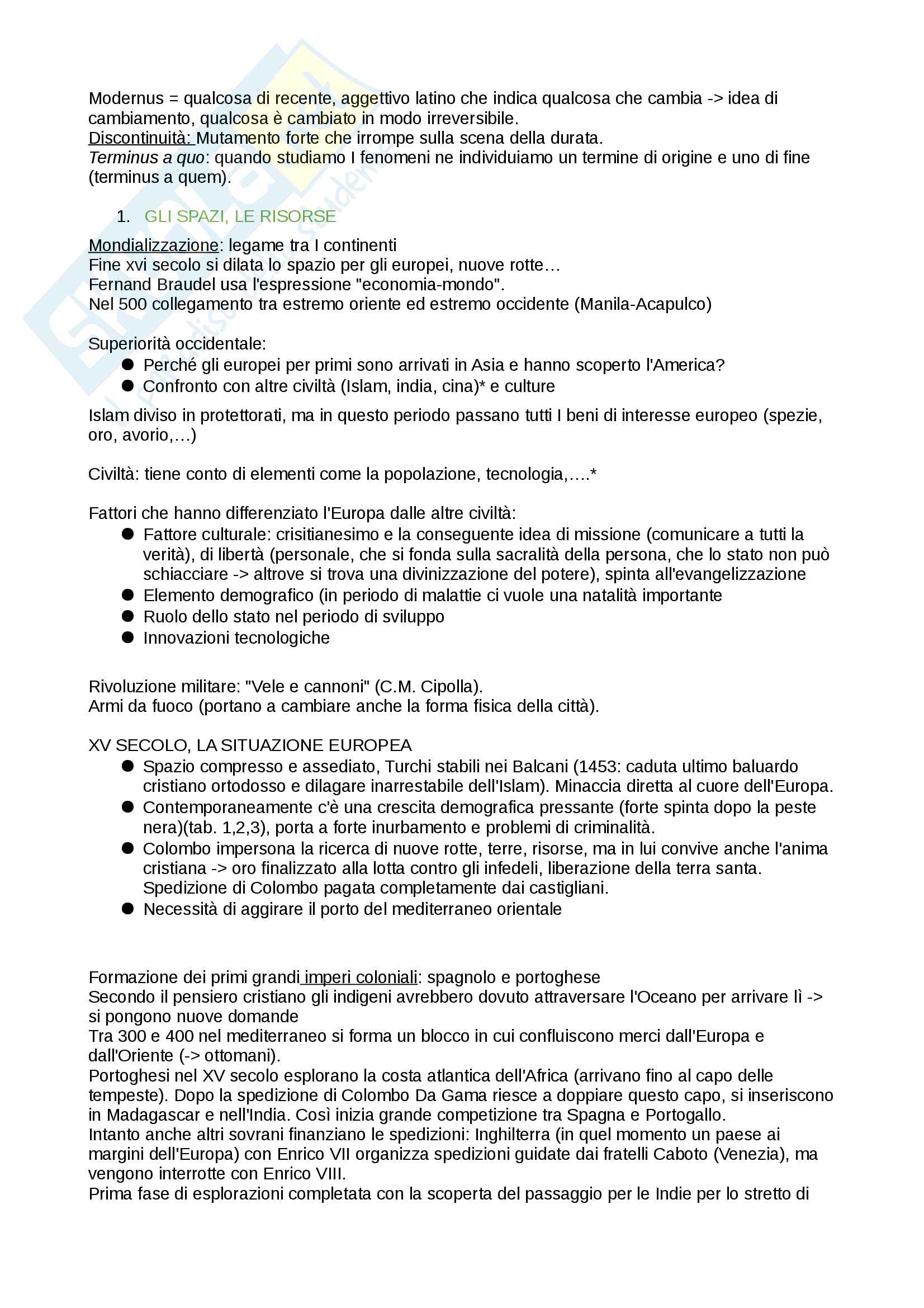 Appunti storia moderna Pag. 1