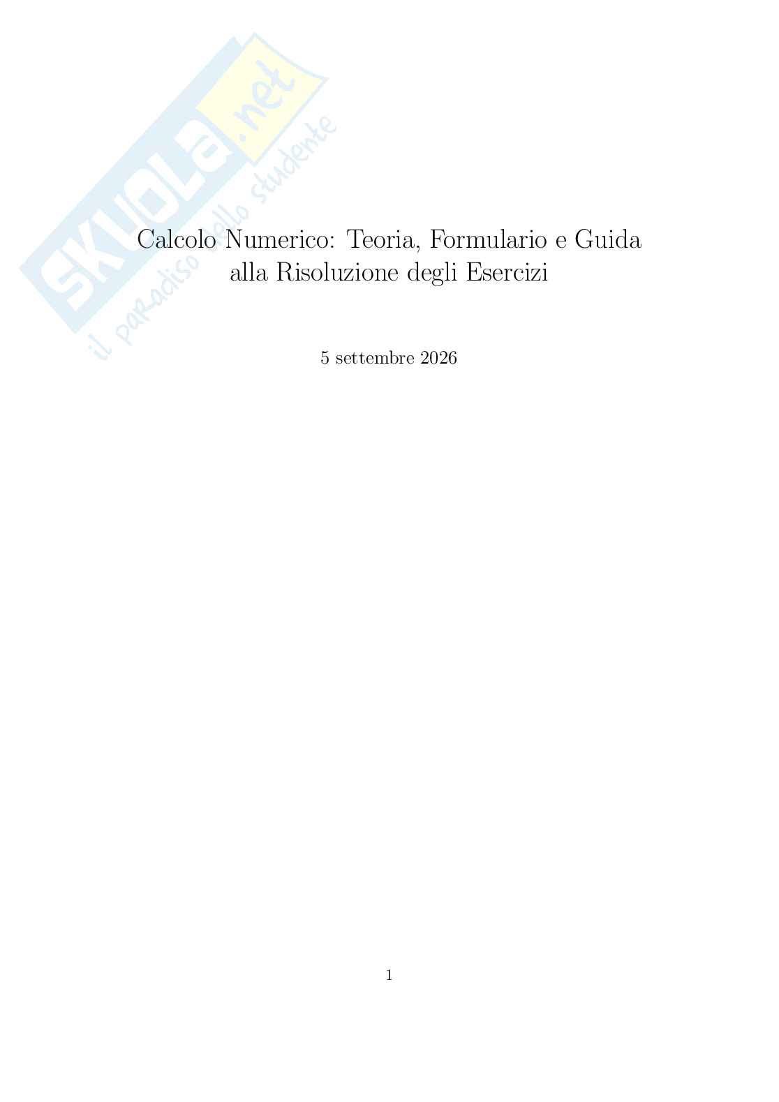 Calcolo numerico: teoria, formulario e guida agli esercizi Pag. 1