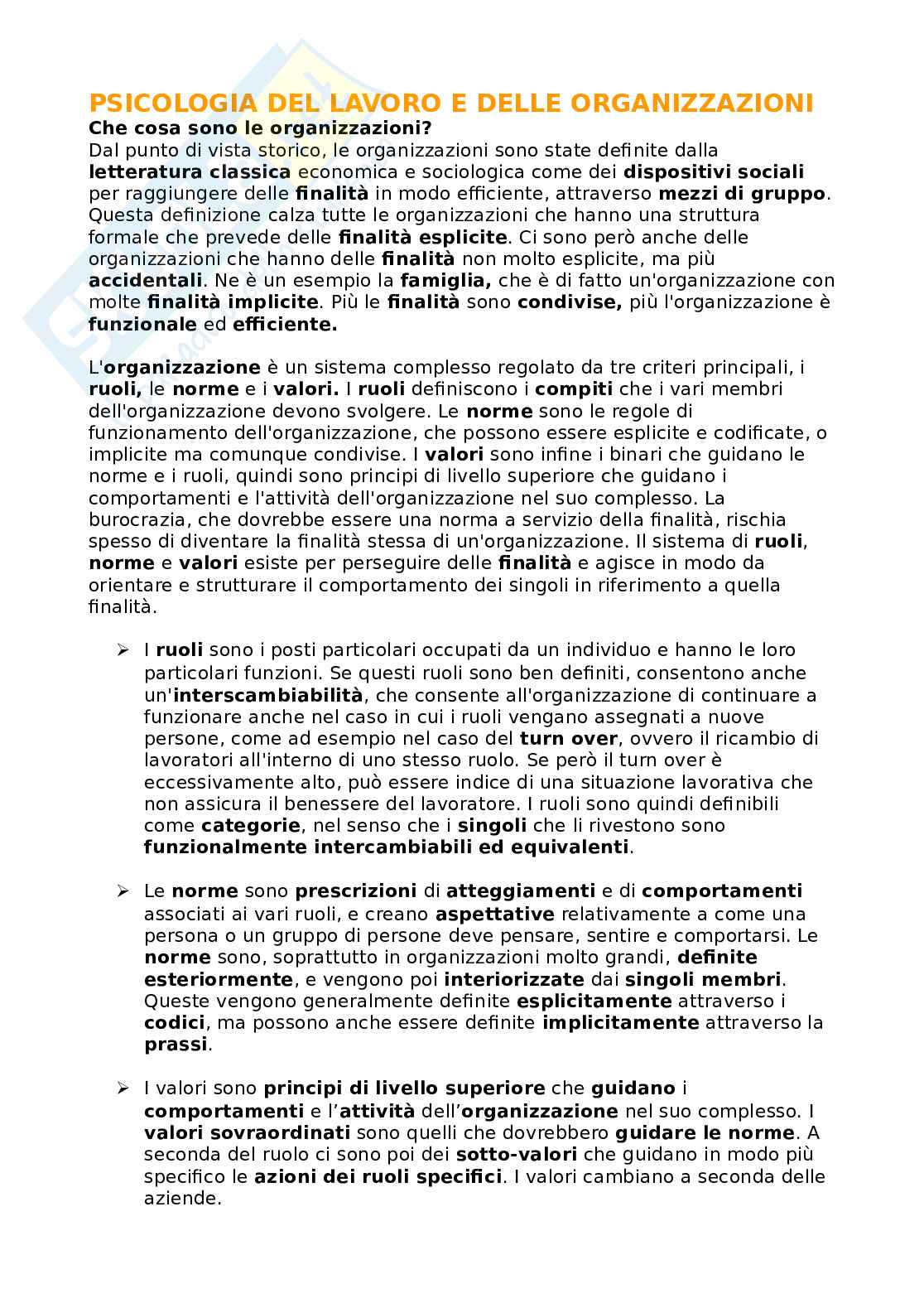 Appunti di Psicologia del lavoro e delle organizzazioni Pag. 1