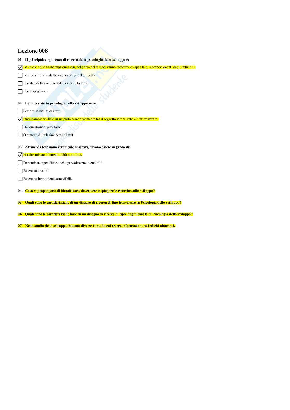 Paniere Psicologia dello sviluppo tipico e atipico - Risposte multiple - aggiornato (2026) Pag. 11