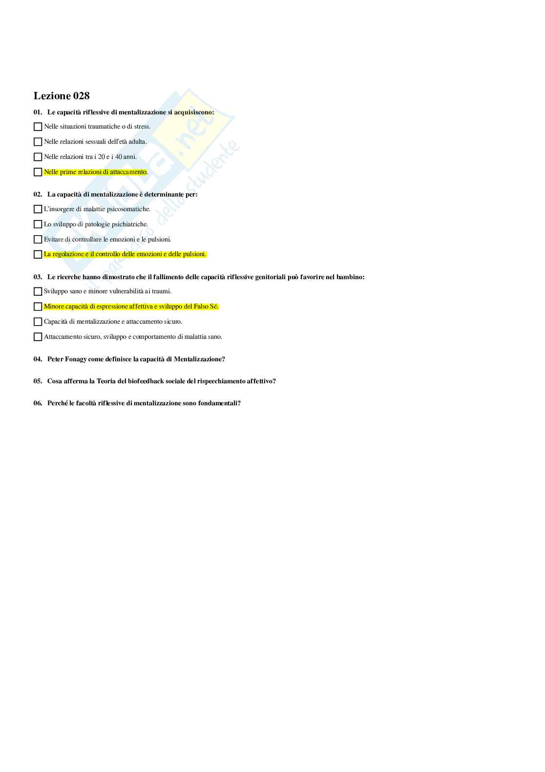 Paniere Psicologia dello sviluppo tipico e atipico - Risposte multiple - aggiornato (2026) Pag. 31