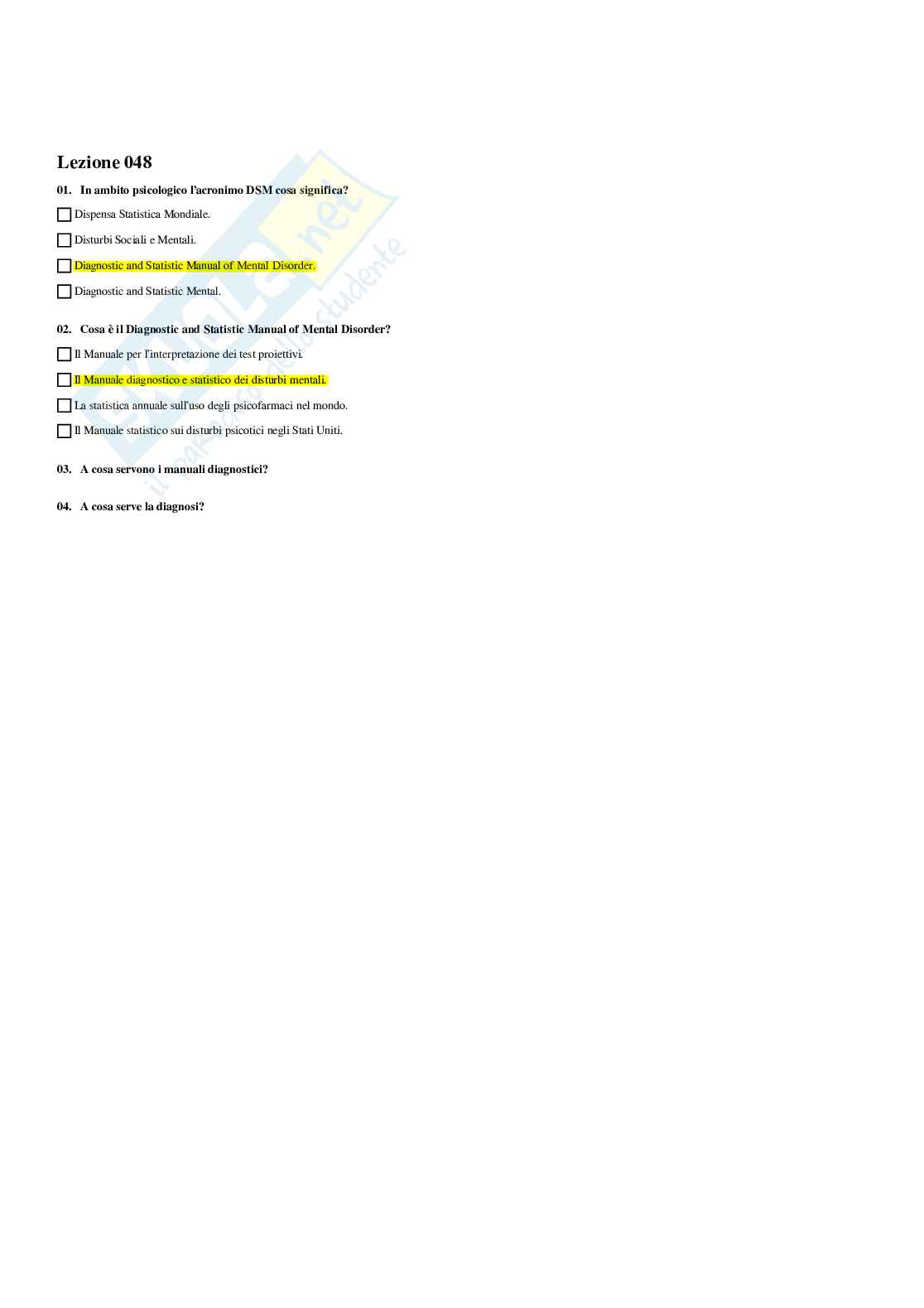 Paniere Psicologia dello sviluppo tipico e atipico - Risposte multiple - aggiornato (2026) Pag. 51