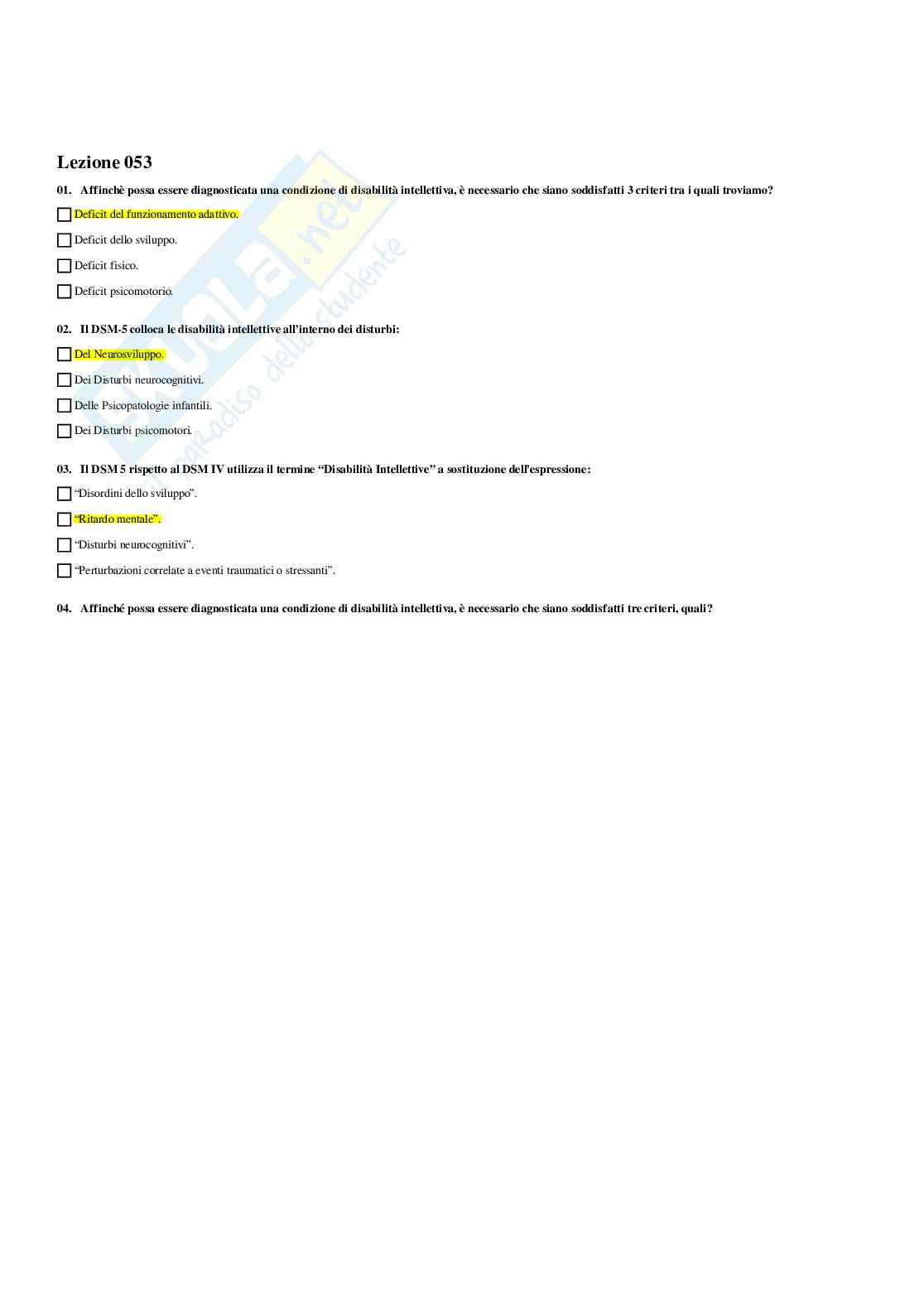 Paniere Psicologia dello sviluppo tipico e atipico - Risposte multiple - aggiornato (2026) Pag. 56