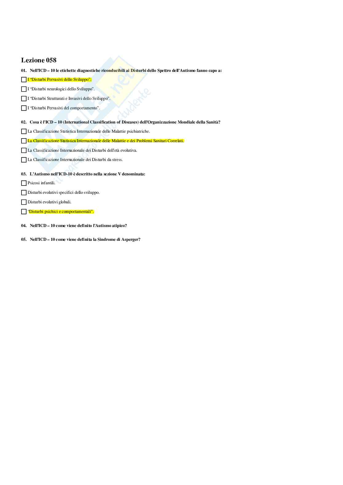 Paniere Psicologia dello sviluppo tipico e atipico - Risposte multiple - aggiornato (2026) Pag. 61