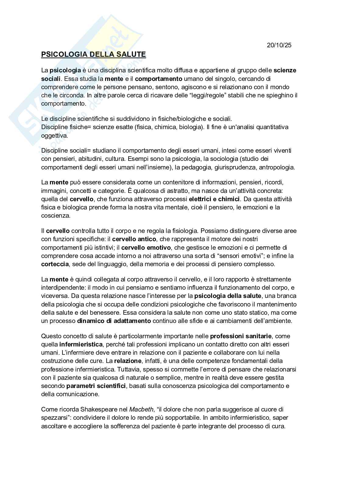 Psicologia della salute  Pag. 1