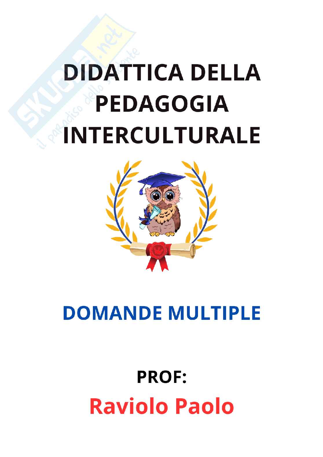 Paniere Didattica della pedagogia interculturale - Risposte multiple - aggiornato (2026) Pag. 1