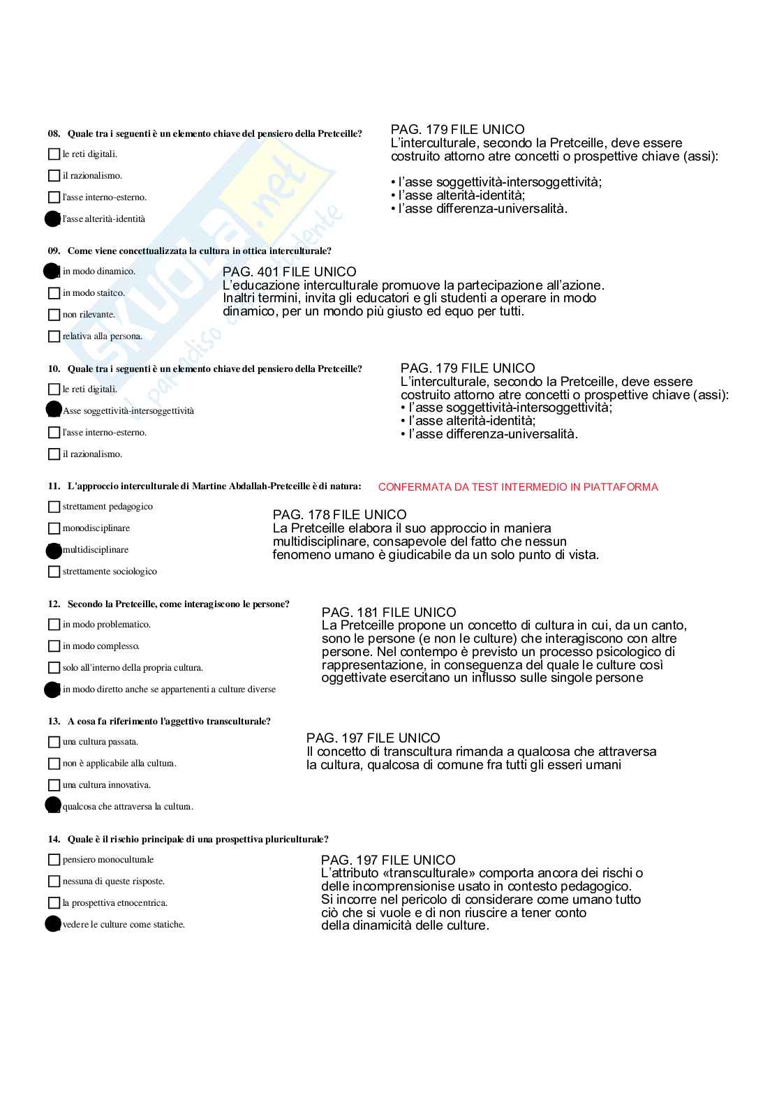 Paniere Didattica della pedagogia interculturale - Risposte multiple - aggiornato (2026) Pag. 11