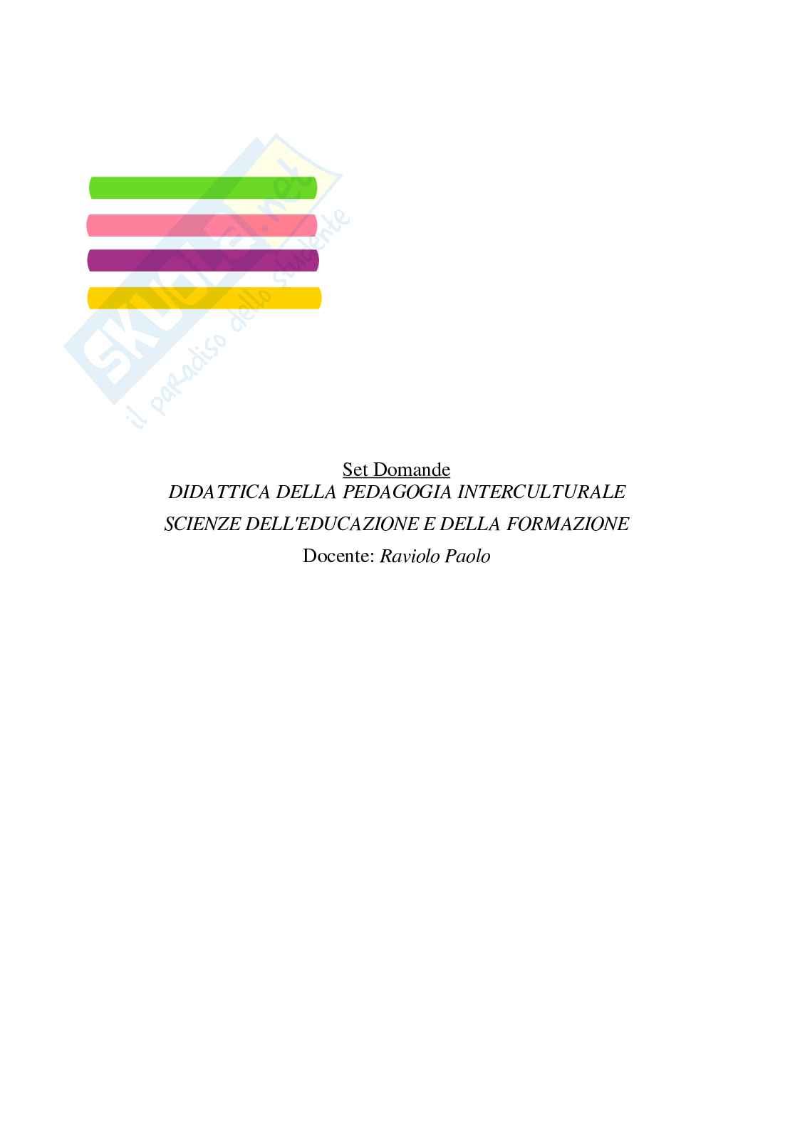 Paniere Didattica della pedagogia interculturale - Risposte multiple - aggiornato (2026) Pag. 2