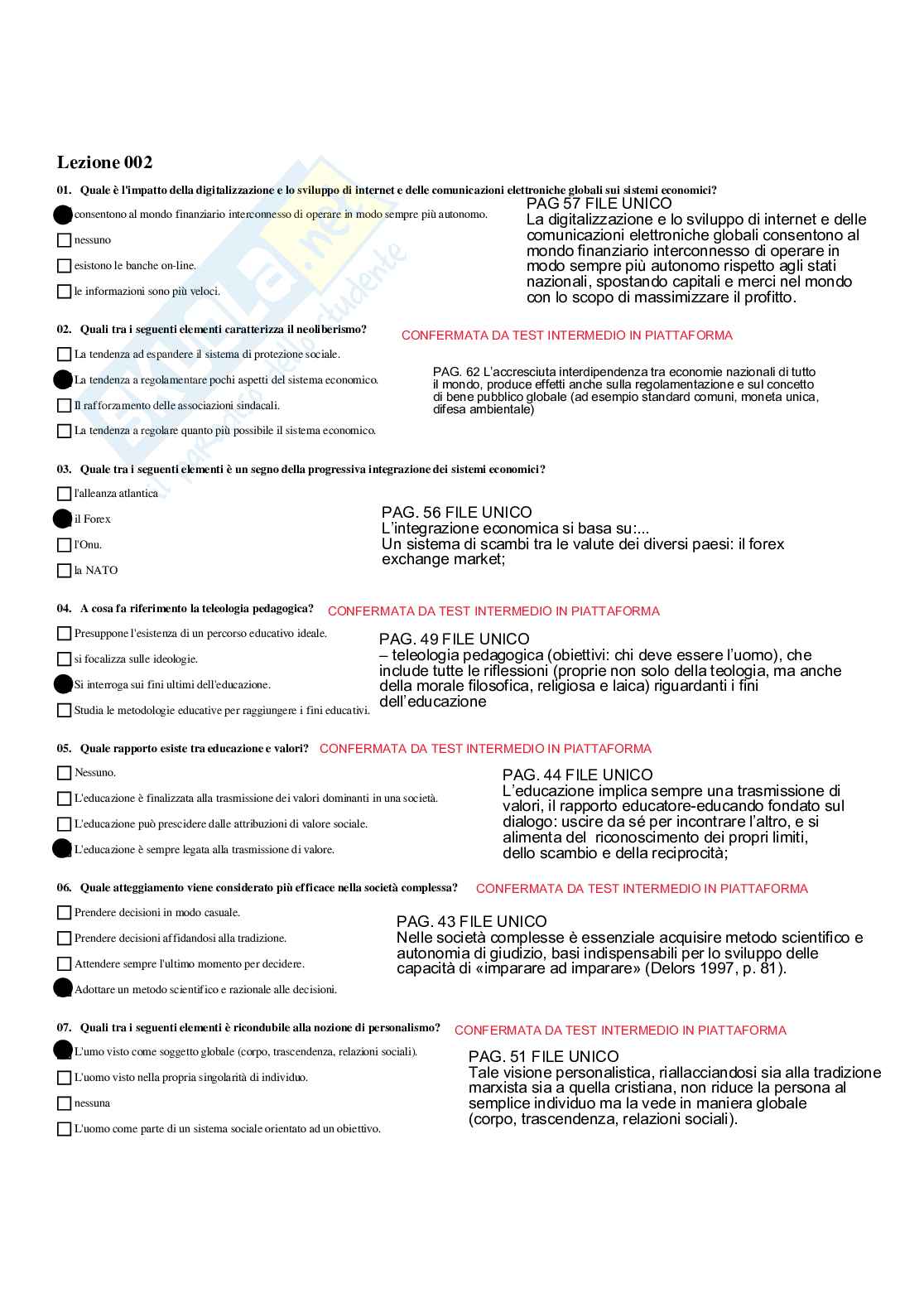 Paniere Didattica della pedagogia interculturale - Risposte multiple - aggiornato (2026) Pag. 6