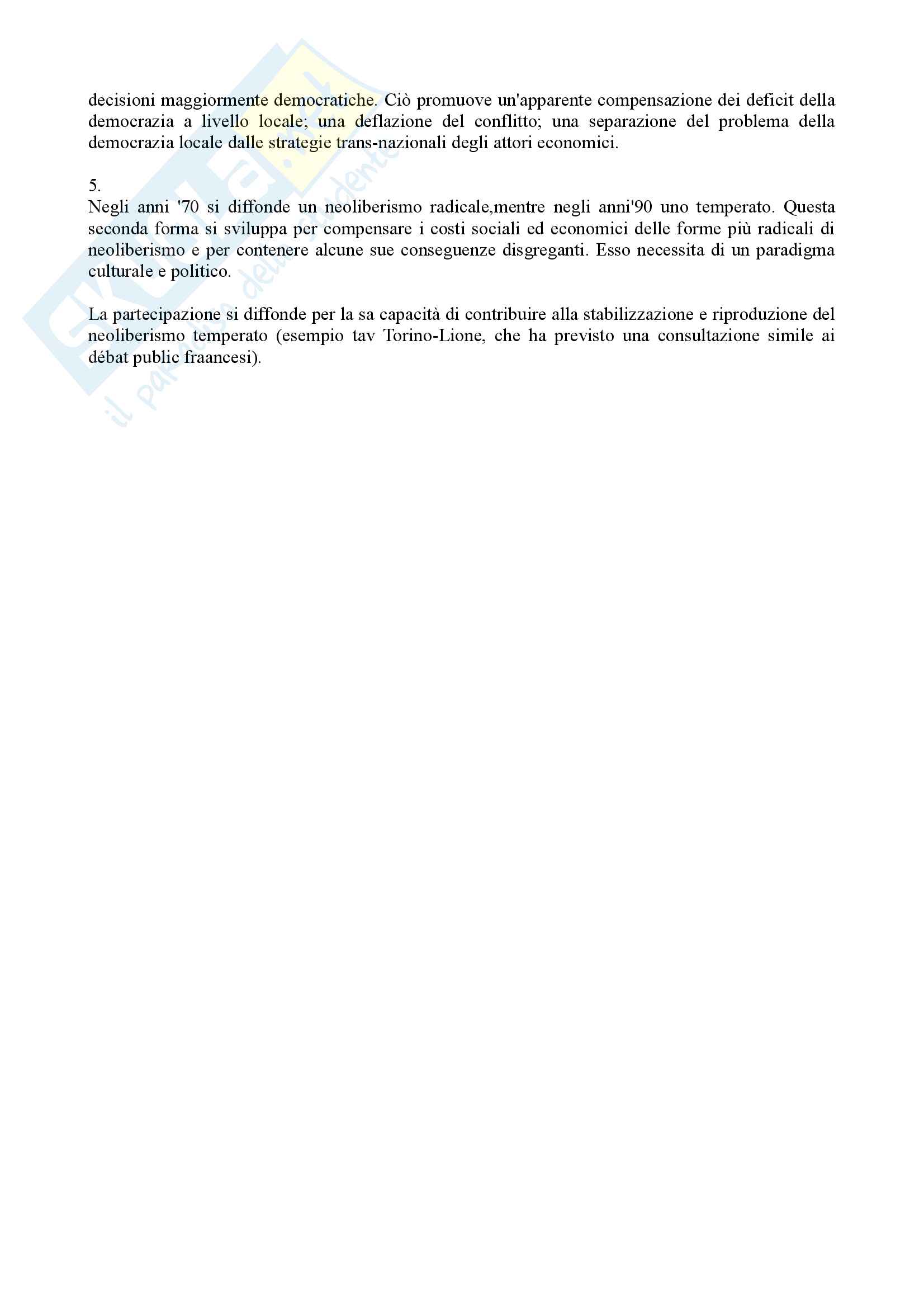 Riassunto esame Governance e partecipazione nei sistemi territoriali, prof. Moini, libro consigliato Teoria critica della partecipazione. Un approccio sociologico, Giulio Moini Pag. 6