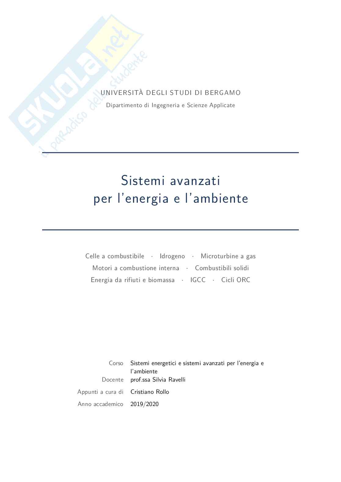 Appunti Sistemi avanzati per l'energia e l'ambiente Pag. 1