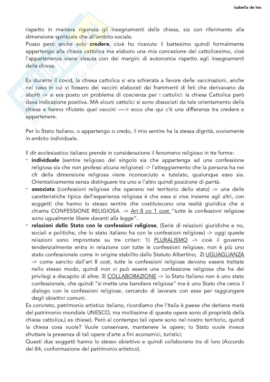 Appunti lezioni Diritto ecclesiastico  Pag. 16