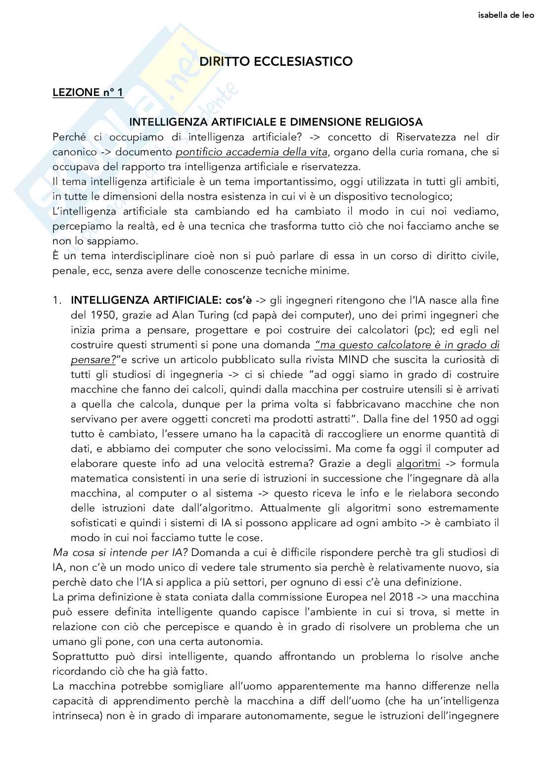 Appunti lezioni Diritto ecclesiastico  Pag. 2