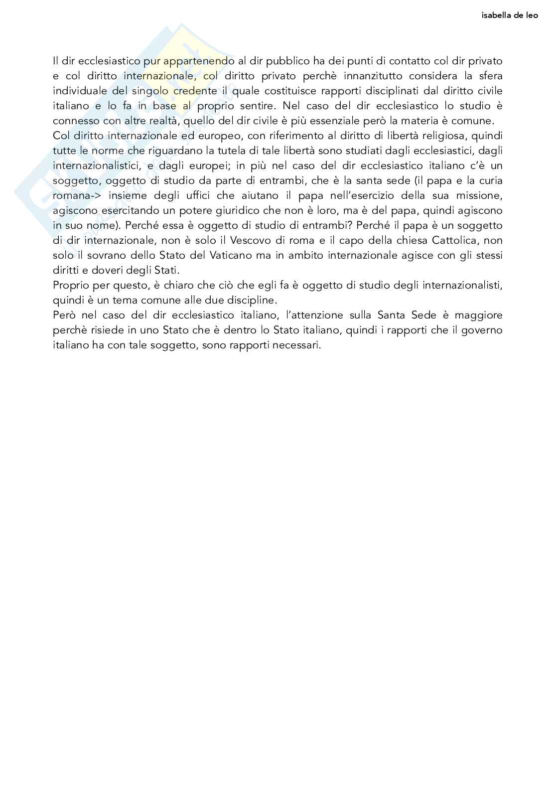 Appunti lezioni Diritto ecclesiastico  Pag. 21