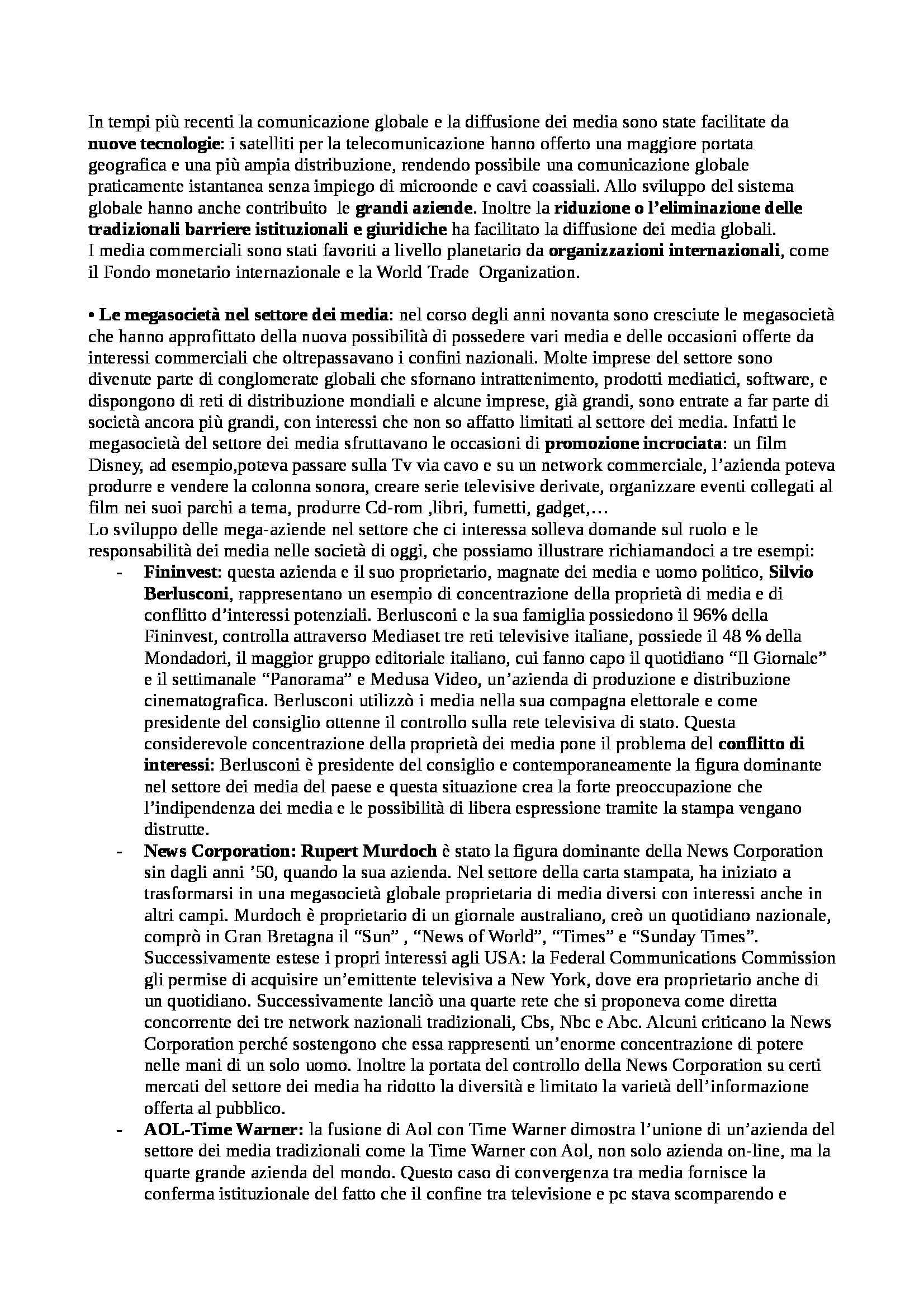 Media E Società Nel Mondo Contemporaneo Riassunto