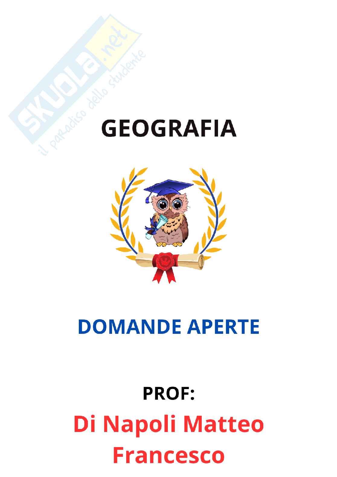 Paniere Geografia - Risposte aperte - aggiornato (2026) Pag. 1