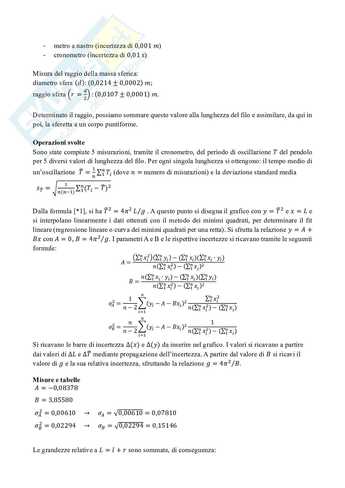Esperienza di laboratorio 1 Fisica 1 Pag. 2