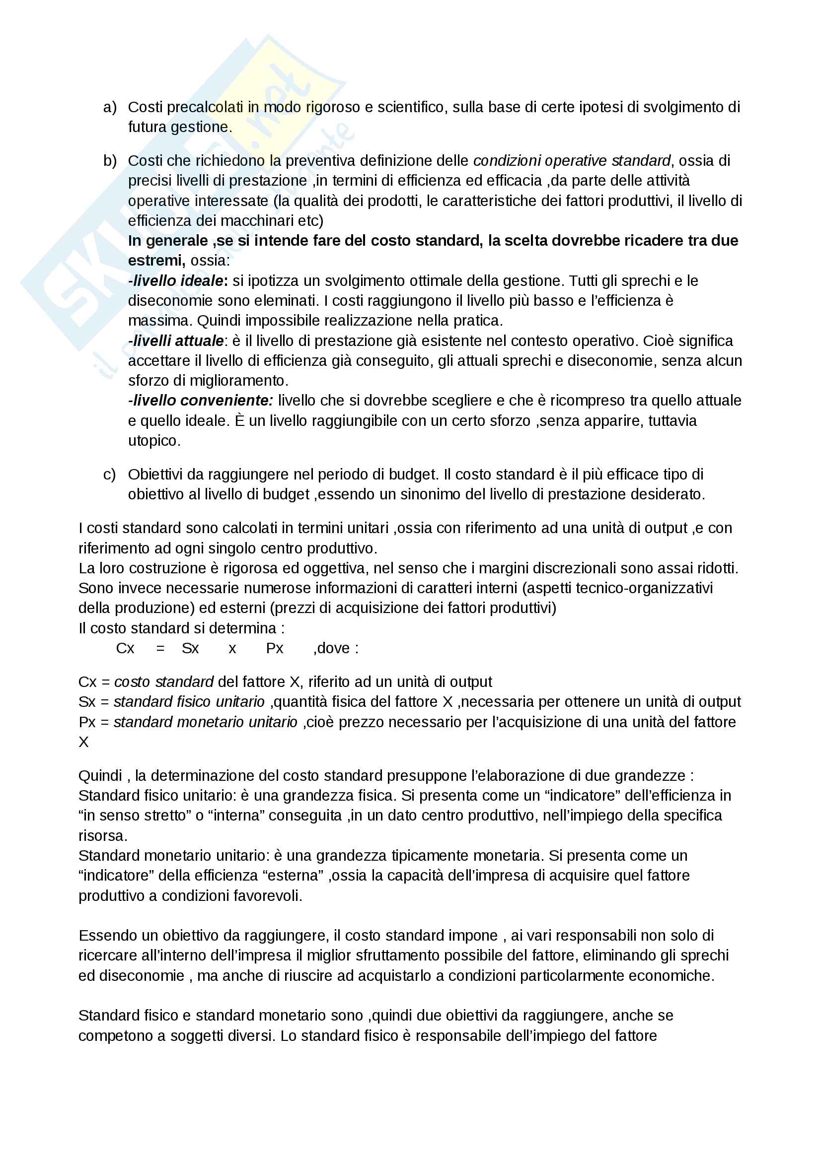 Riassunto esame Programmazione e Controllo, prof. A.Nati. Libro consigliato Il sistema dei budget aziendali, F. Berti Pag. 16