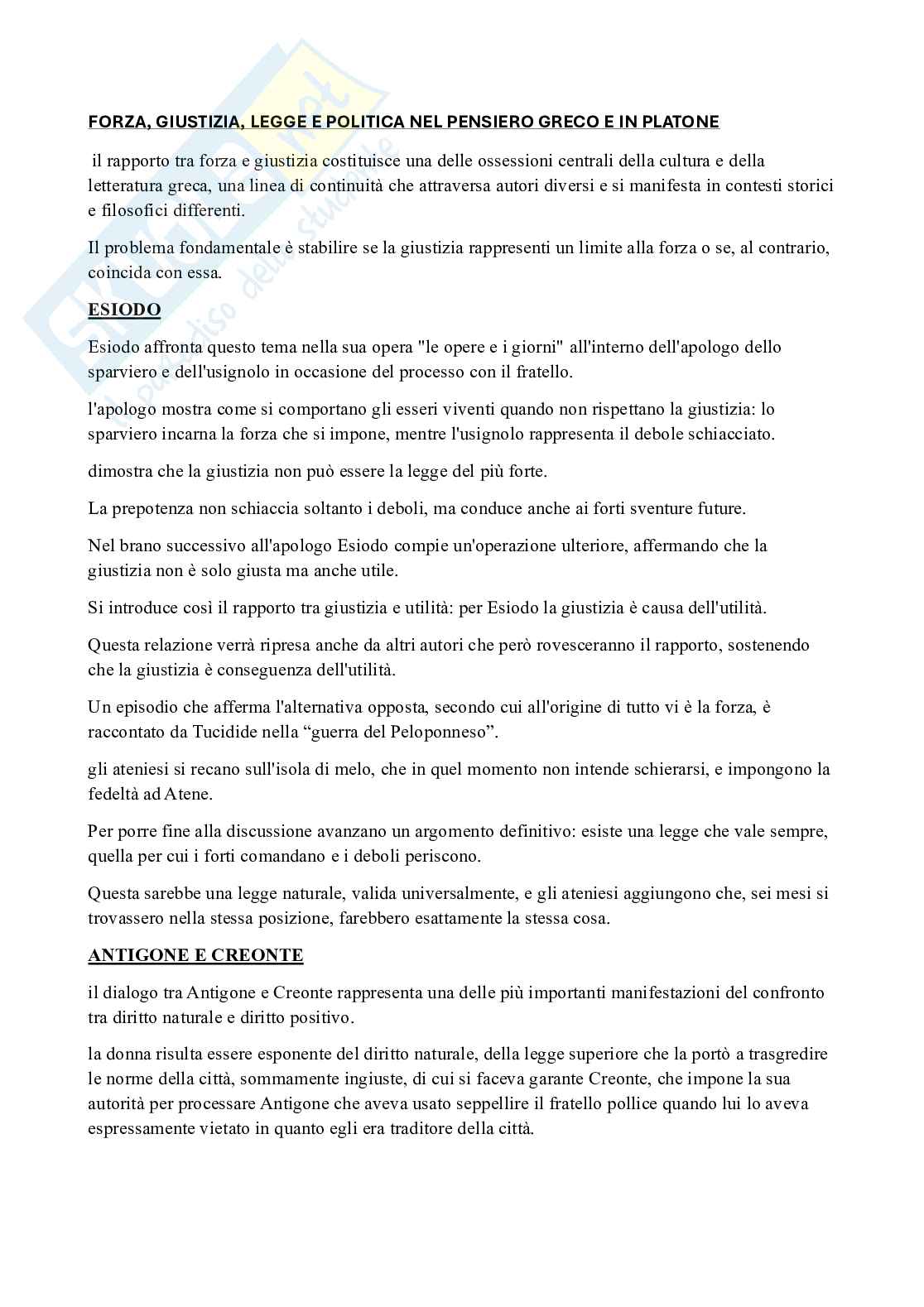 Forza, giustizia, legge e politica nel pensiero greco di Platone Pag. 1