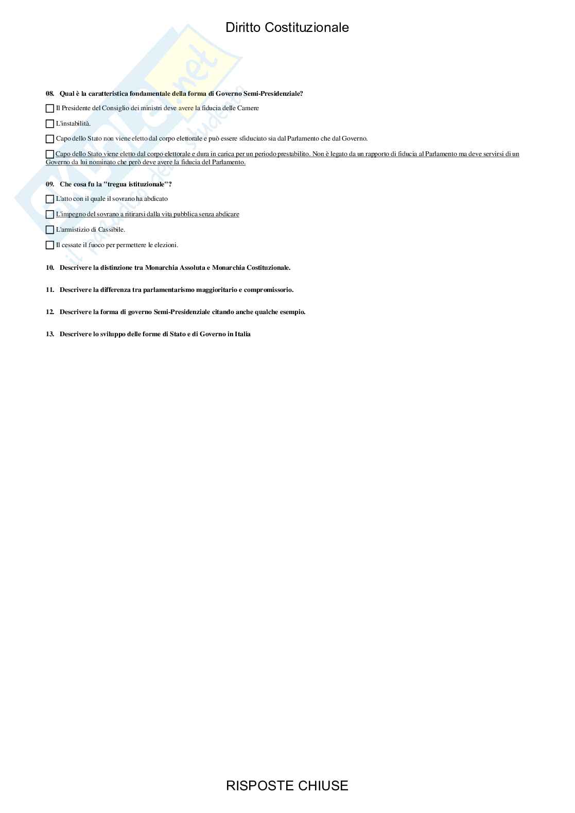 Diritto costituzionale - Paniere compilato Pag. 6