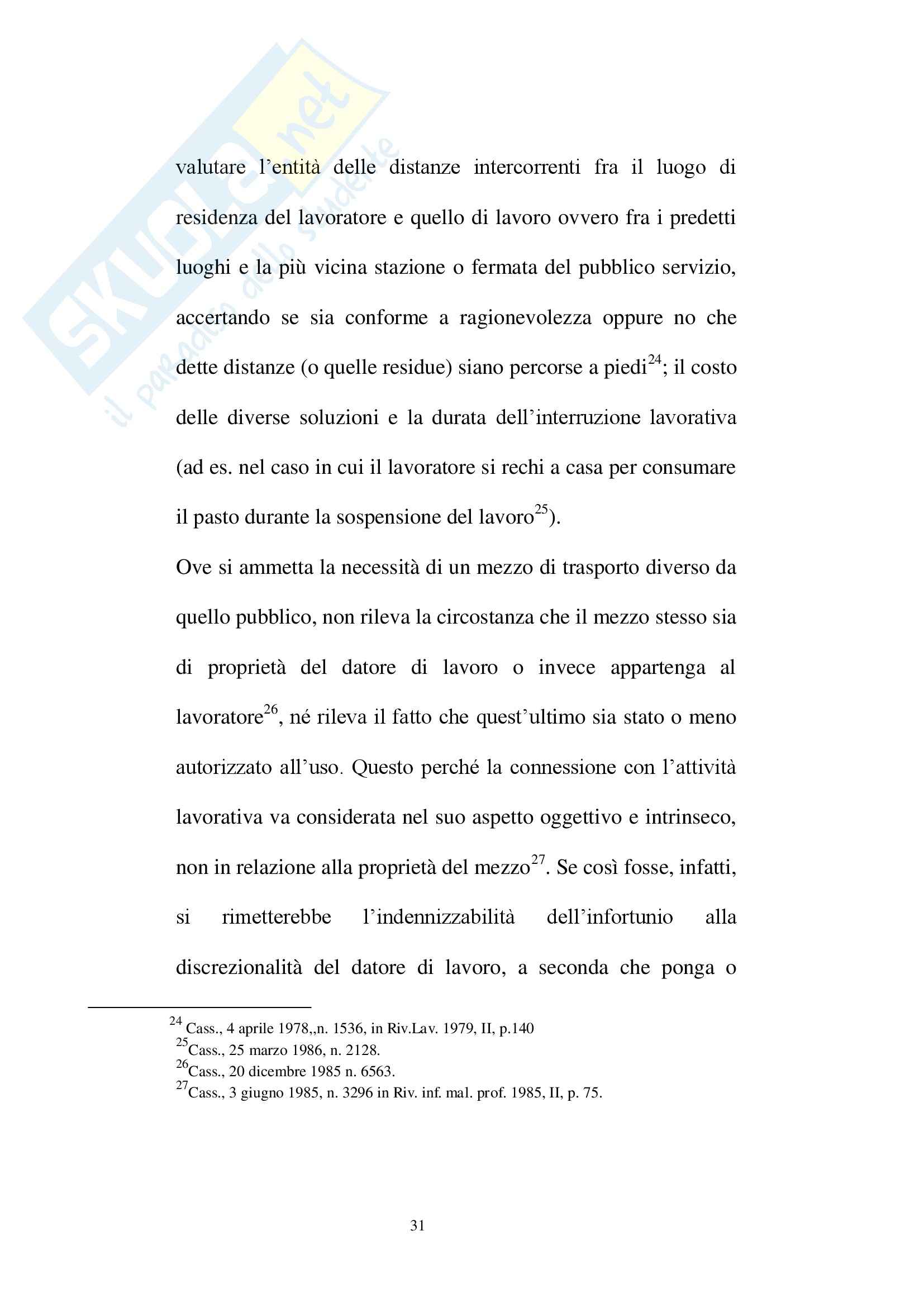 Tesi di laurea diritto della sicurezza sociale infortunio in itinere Pag. 31