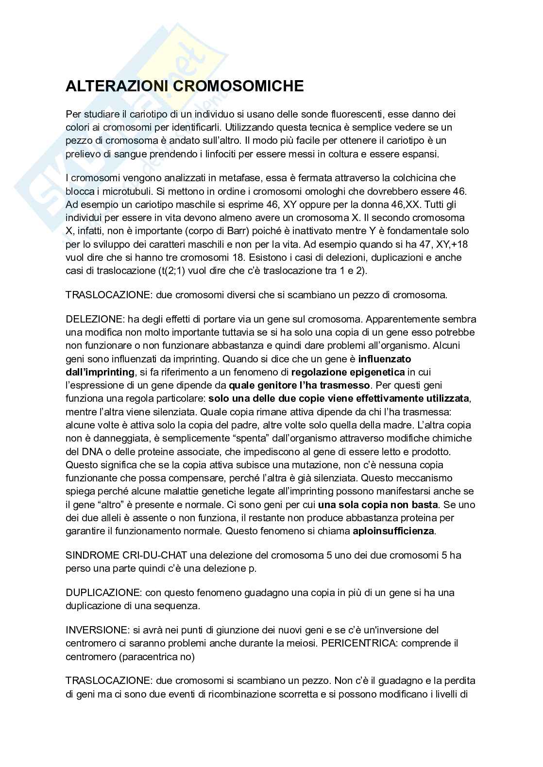 Alterazioni cromosomiche Pag. 1
