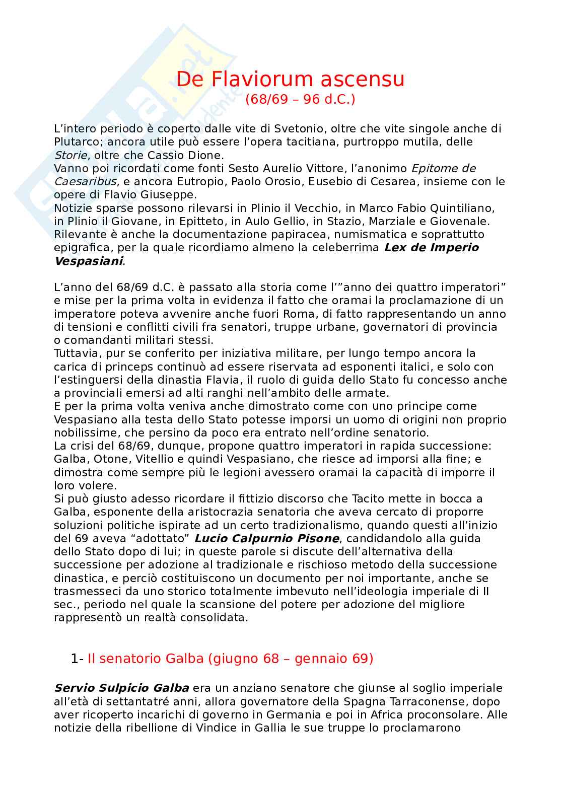 Riassunto esame Storia romana, Prof. Tantillo Ignazio, libro consigliato Storia romana, Gerace, Marcone Pag. 1