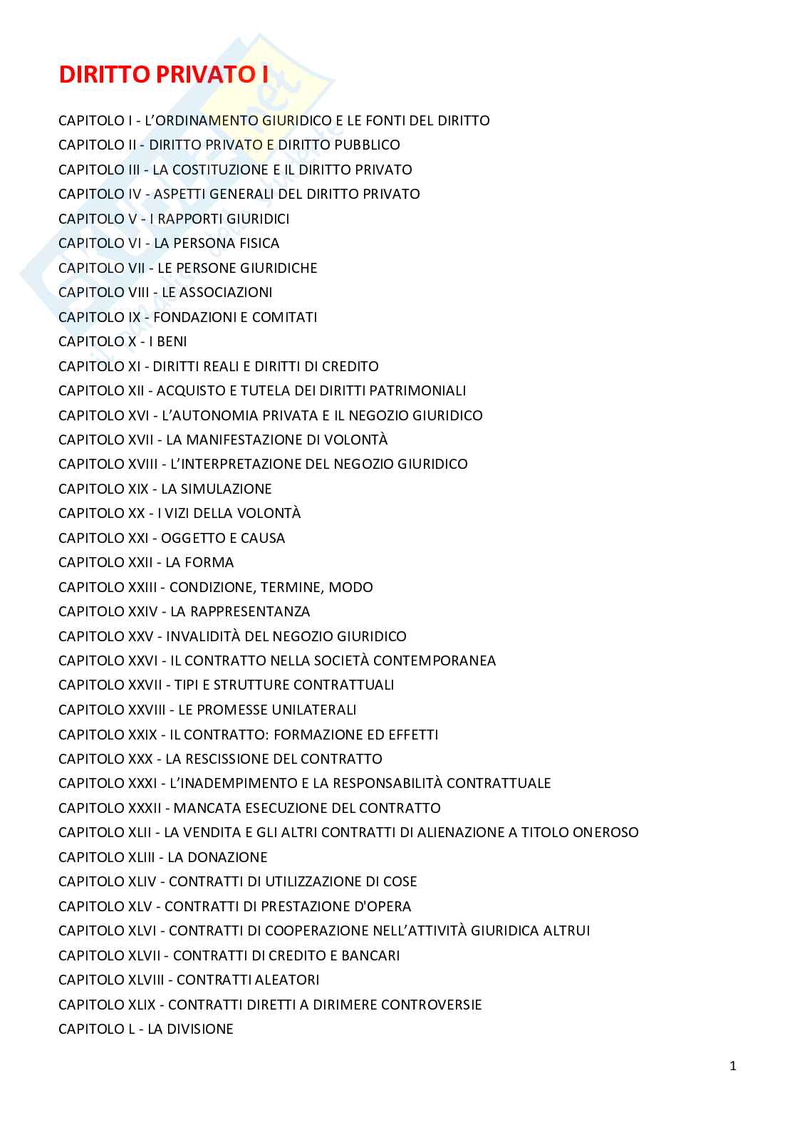 Riassunto esame Istituzioni di diritto privato, Prof. Castelli Laura, libro consigliato Istituzioni di diritto privato , Trimarchi Pag. 1