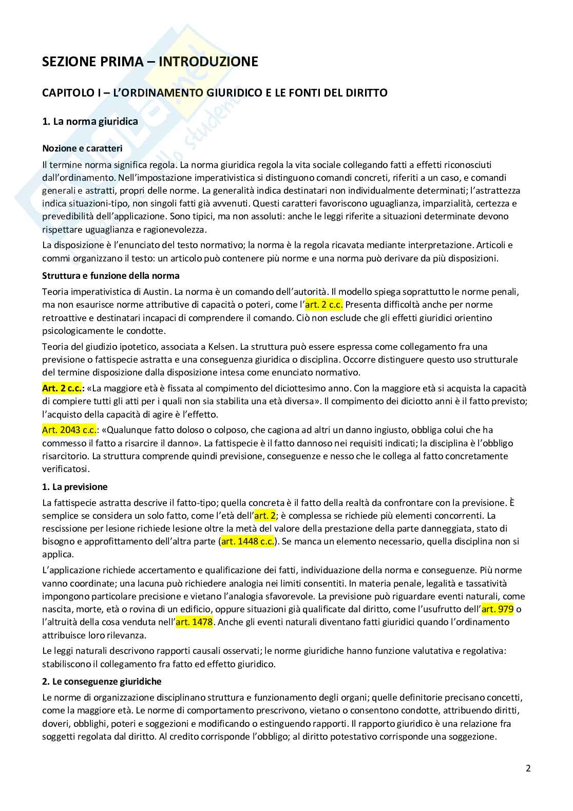 Riassunto esame Istituzioni di diritto privato, Prof. Castelli Laura, libro consigliato Istituzioni di diritto privato , Trimarchi Pag. 2