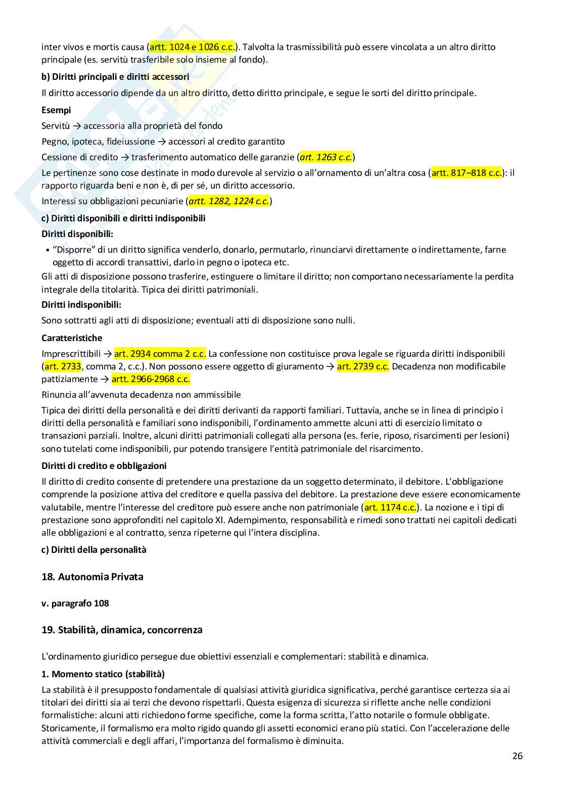 Riassunto esame Istituzioni di diritto privato, Prof. Castelli Laura, libro consigliato Istituzioni di diritto privato , Trimarchi Pag. 26