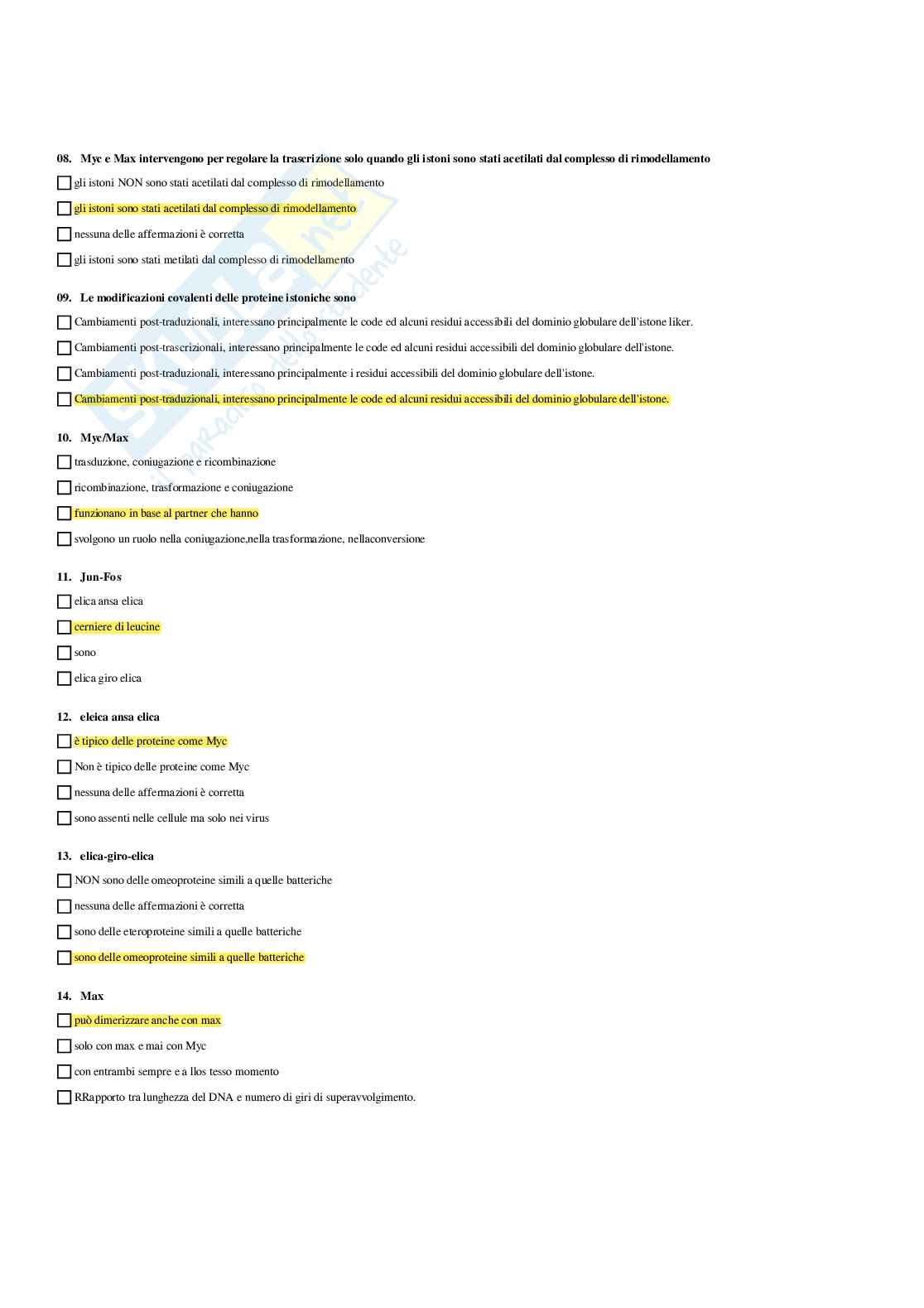 Paniere Biologia molecolare - Risposte multiple (2026) Pag. 16