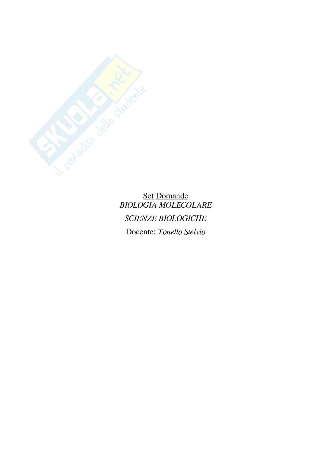 Paniere Biologia molecolare - Risposte multiple (2026) Pag. 2