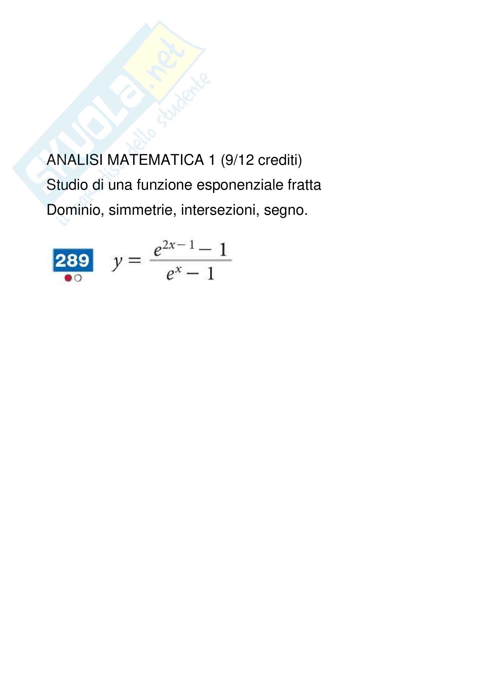 Studio di una funzione esponenziale fratta Pag. 1
