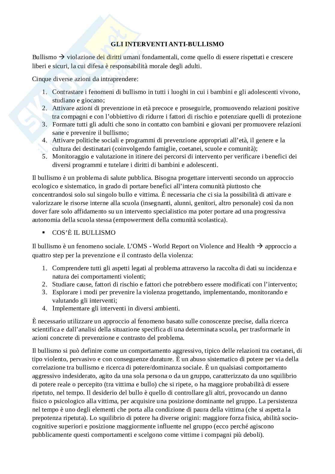 Appunti Psicologia dello sviluppo 1 Pag. 1