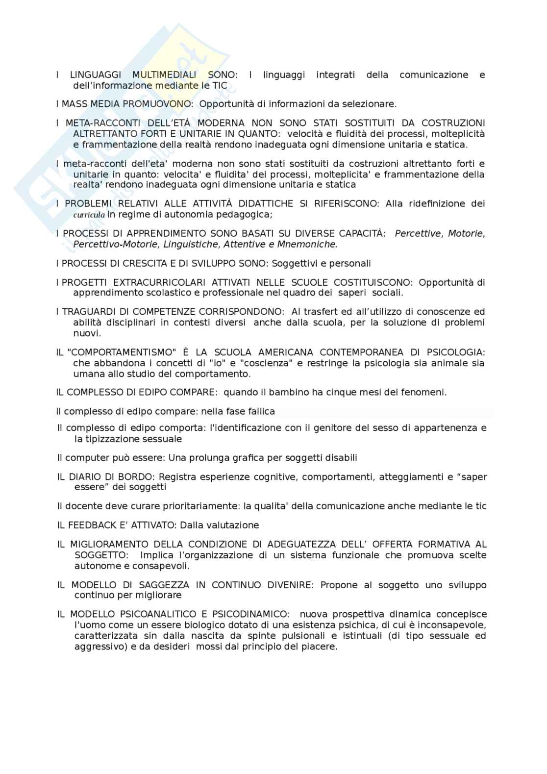 Domande Esame Di Psicologia Generale
