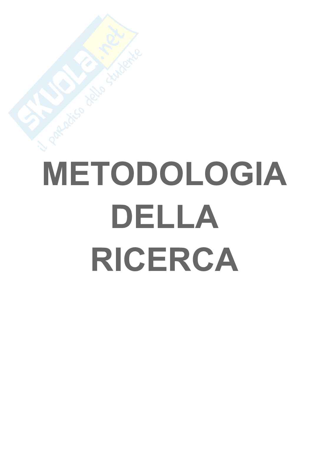 Metodologia della ricerca Pag. 1