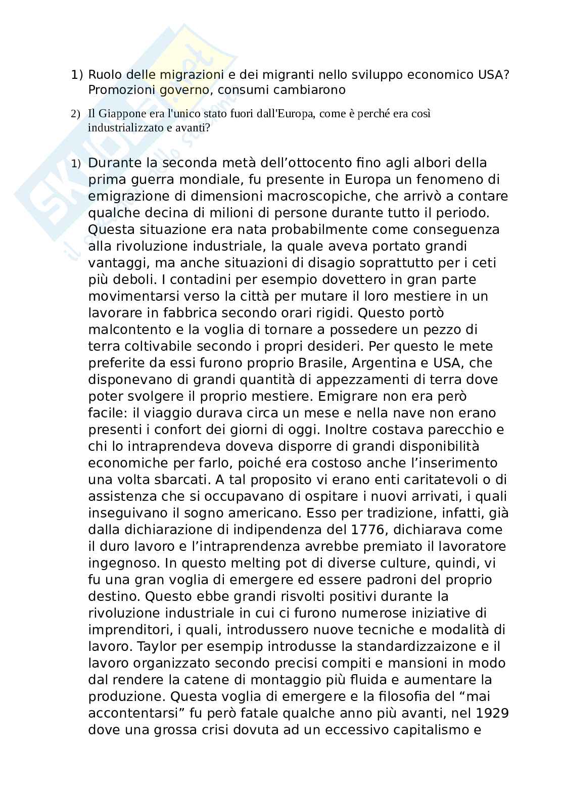 Domande e risposte prove d'esame Storia economica Pag. 1