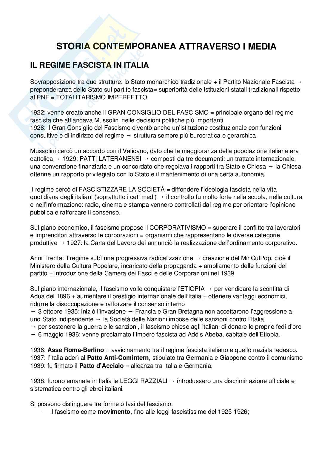 Storia contemporanea attraverso i media  Pag. 1