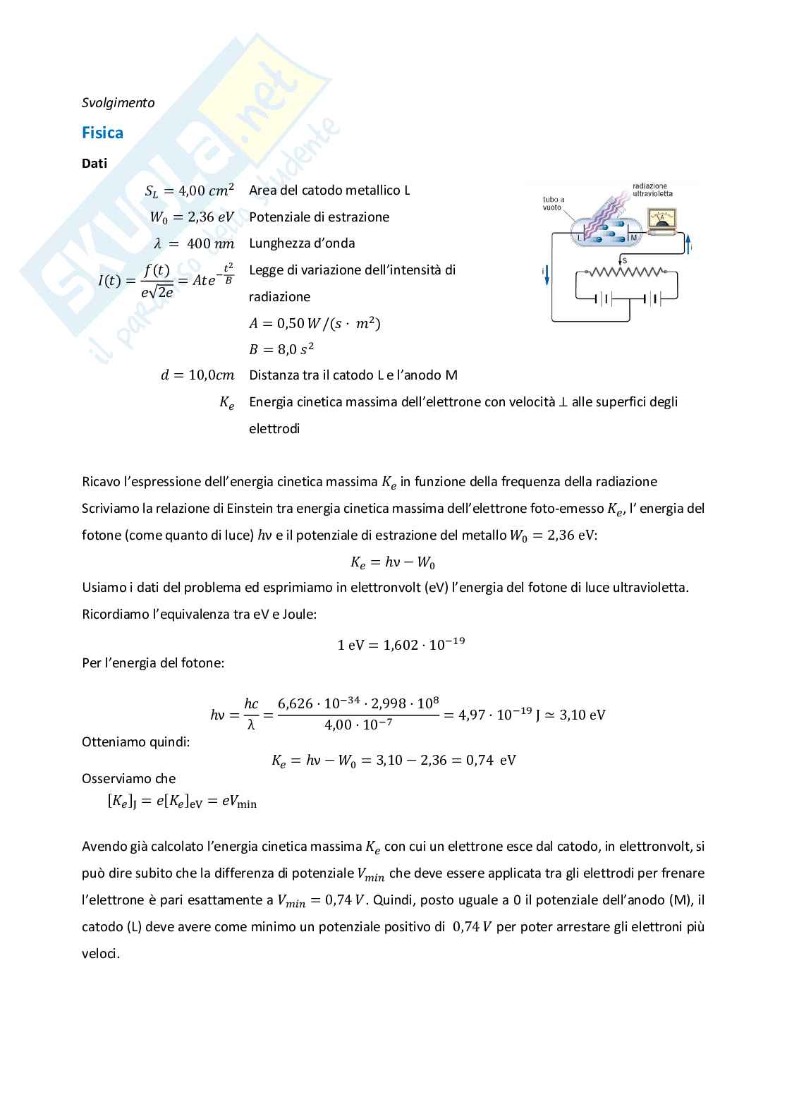 Effetto fotoelettrico e integrali impropri, esercitazione di fisica II Pag. 2