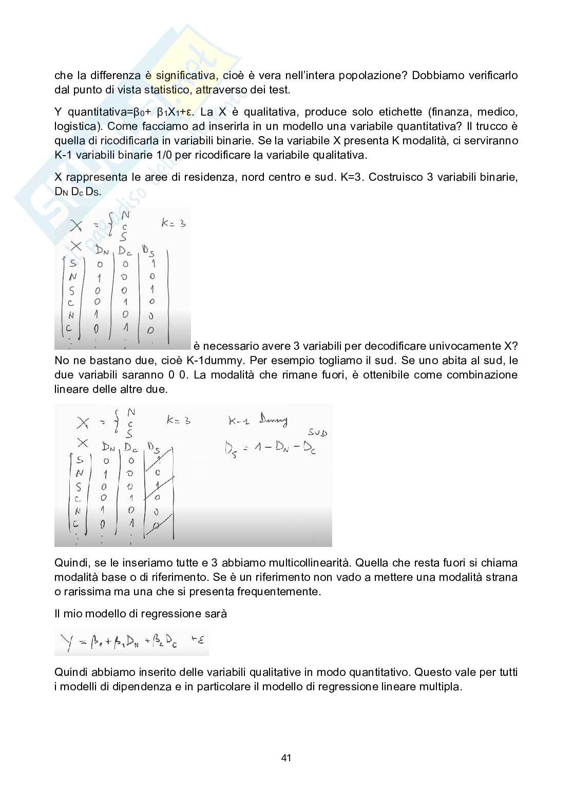 Appunti lezione Metodi statistici per il management Pag. 41