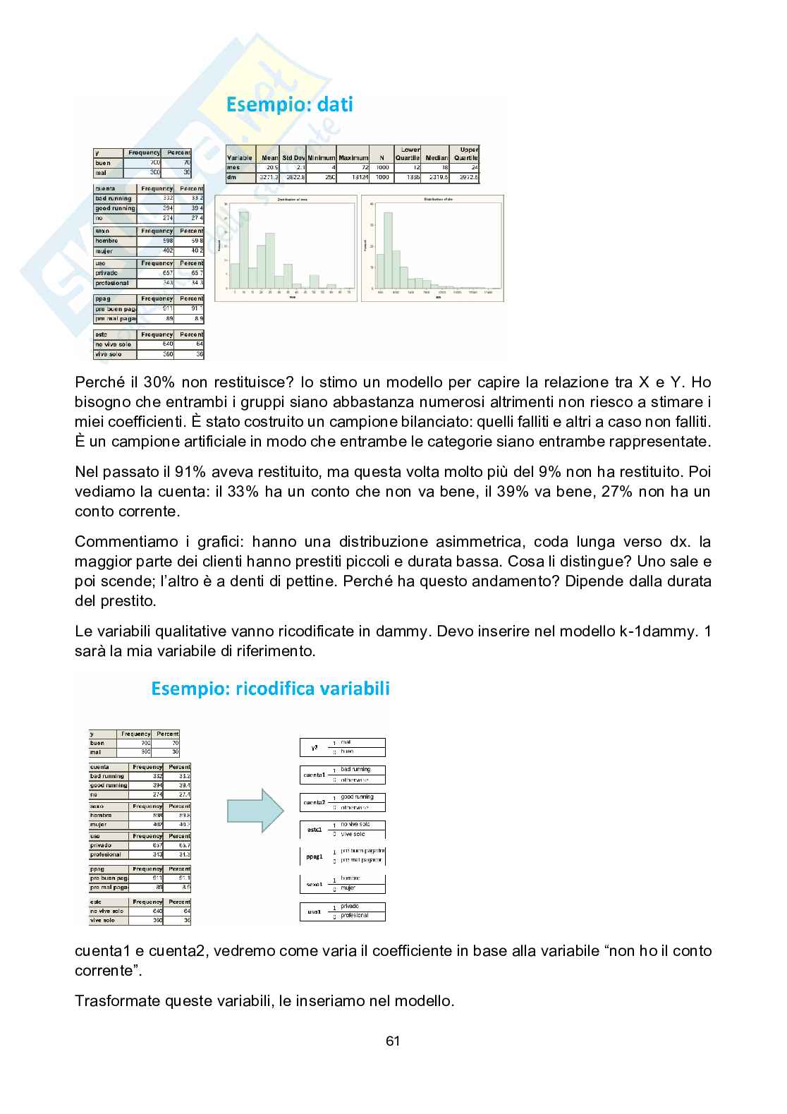 Appunti lezione Metodi statistici per il management Pag. 61