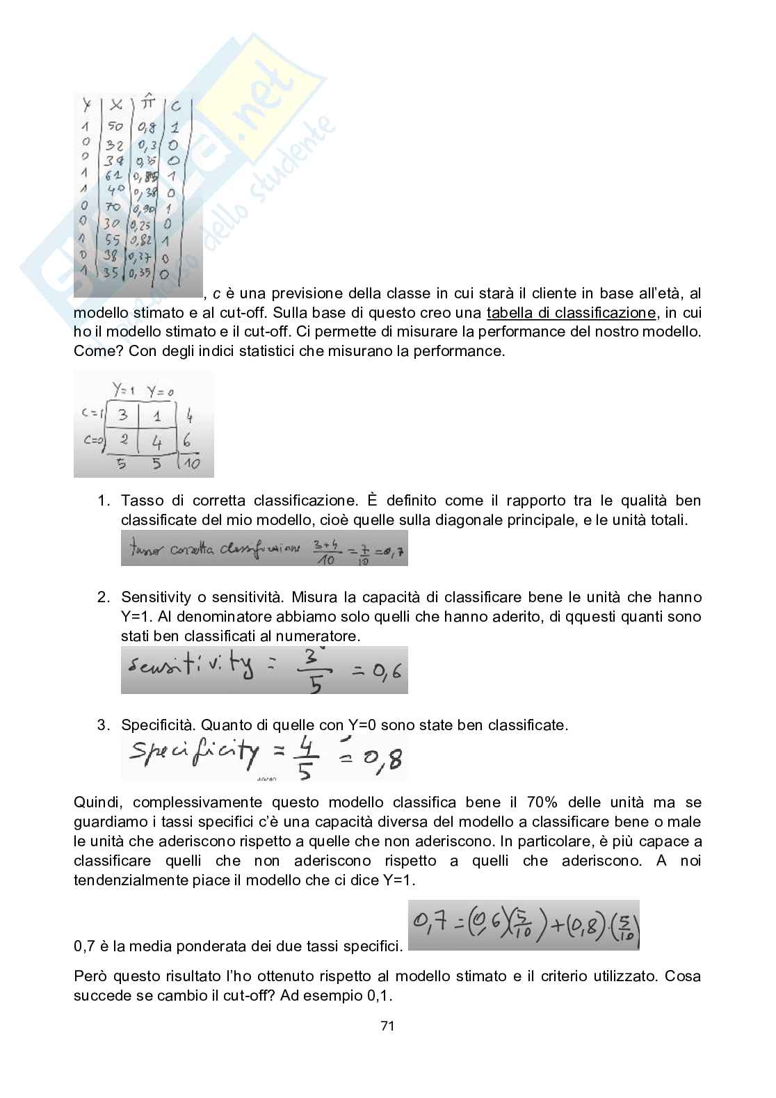Appunti lezione Metodi statistici per il management Pag. 71